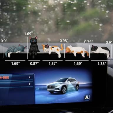 Cat Car Interior Accessories Dashboard Decorations, Set of 5 Cute Car Dash Decor Rearview Mirror Ornament for Women Girl - Image 2