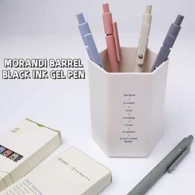 UIXJODO Gel Pens, 5 Pcs 0.5mm Black Ink Pens Fine Point Smooth Writing Pens, High-End Series Pens for Journaling Note Taking, Cute Office School Supplies Gifts for Women Men (Morandi) - Image 6