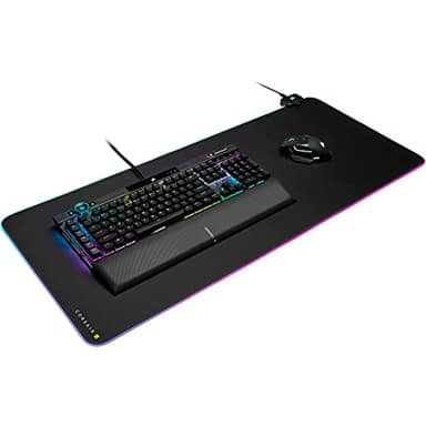 CORSAIR MM700 RGB Extended Cloth Gaming Mouse Pad - 36.6" x 15.8" - 360° RGB Lighting - Two USB Port Hub - Thick Rubber - Black - Image 4