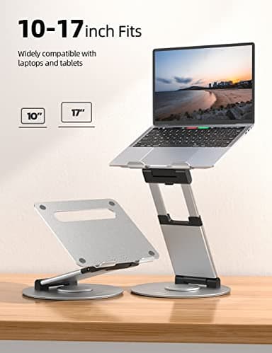 Nulaxy Telescopic 360 Rotating Laptop Stand for Desk Adjustable Height Swivel Pull Out Design Ergonomic Laptop Riser Fits All 10-17" Laptops Computer MacBook, Silver - Image 6