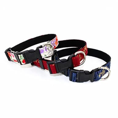 Serijoars Cotton Designer Dogs Collar Cute Flower Dog Collars for Girl Female Puppy Small Medium Large Dogs (L, Navy Flower) - Image 3