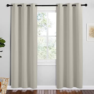 NICETOWN Kitchen 78 inches Long Curtains for Decoration, Natural, 2 Panels, 42 inches Wide, Thermal Insulated Grommet Room Darkening Draperies/Panels for Laundry - Image 1