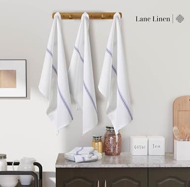 LANE LINEN Kitchen Towels Bulk Set - 100% Pure Cotton Dish Towels for Kitchen, Super Absorbent Kitchen Hand Towel, Blue Tea Towels, Soft & Durable Dish Cloths, Pack of 48 – 15”x25”, Blue Stripe - Image 2