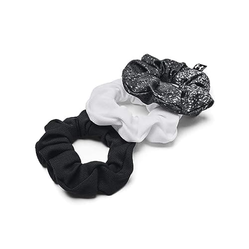 Under Armour womens Blitzing Scrunchie 3 Pack, (001) Black/White/White, One Size