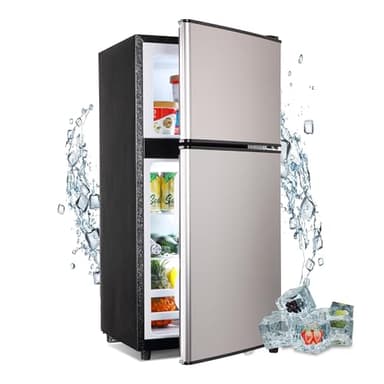 Zyerch FLS-90-SILVER Mini Refrigerator 4.0, Small, Adjustable Thermostat Compact Fridge with Freezer for Apartment, Dorm, Kitchen, Office, Silver, 3.6 Cu. Ft - Image 1