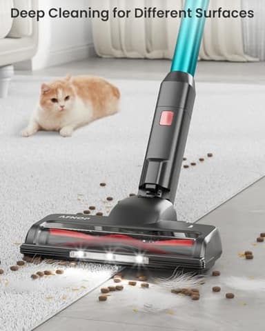 AFNOP Cordless Vacuum Cleaner, 550W/45Kpa/65Mins Vacuum Cleaners for Home, Self-Standing Stick Vacuum with LED Display, Rechargeable Cordless Vacuum, Lightweight for Carpet, Pet Hair, Hardwood Floor - Image 6