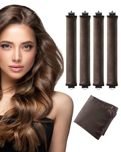 Heatless Curls Overnight Hair Curler - 4 Pcs Curling Rod to Sleep In, Velvet Hair Rollers with Satin Hair Scarf - Image 1