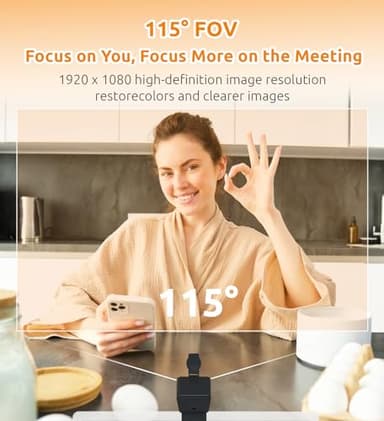 TOUCAN 1080P Webcam with Microphone,Clear Stereo Audio, Streaming Webcam, 115°View Computer Camera,Plug and Play USB Web Cam for Skype, Zoom, FaceTime, Hangouts, PC/Laptop/MacBook/Tablet - Image 3