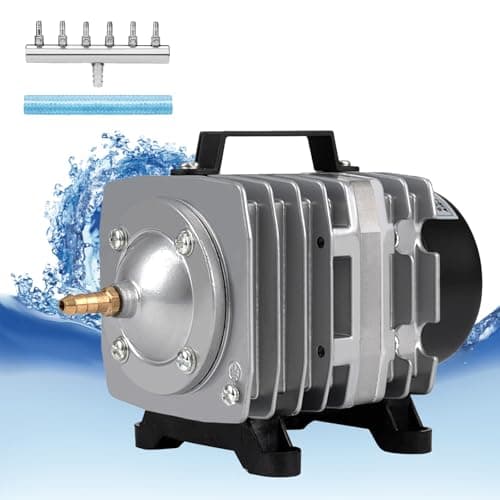 FUMAK Aquarium Air Pump with Aluminum Housing, Commercial Air Pump with 6-Outlet Air Manifold, Pond Aerator Fish Tank Bubbler for Aquarium, Pond, Hydroponics (1000GPH-30W) - Image 1