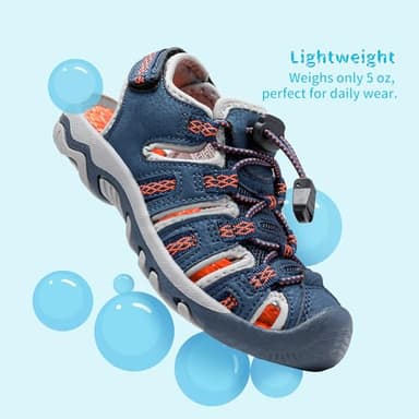 DREAM PAIRS Boys Girls Summer Outdoor Athletic Sport Sandals Walking Hiking Hook and Loop Adjustable Multicolor for Toddler/Little/Big Kids,Size 1 Little Kid,Navy/Light/Grey/Orange,160912-K - Image 4