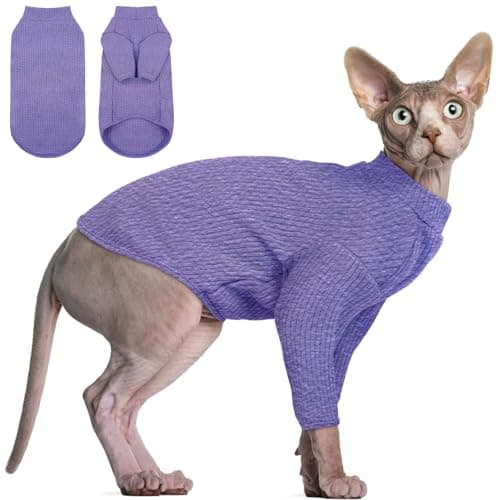 DENTRUN Sphynx Hairless Cats Shirt Pullover Kitten T-Shirts, Breathable Cat Wear Turtleneck Sweater Adorable Cat's Clothes Vest Pajamas Jumpsuit - Image 1