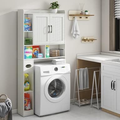 Over The Toilet Storage Cabinet, Farmhouse Storage Cabinet Over Toilet with Barn Door,Home Space-Saving Toilet Rack, for Bathroom, Restroom, Laundry - Image 6