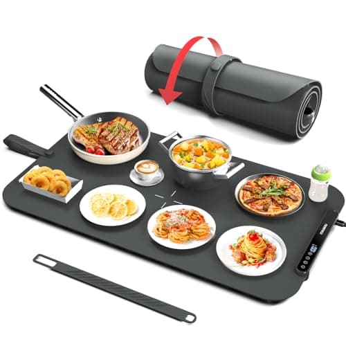 Food Warming Mat, iTRUSOU 27.5x16'' Electric Warming Tray with 7 Temp-Settings, Switchable Fahrenheit/Celsius, 99h Timer, Foldable Food Warmer Keep Food Warm at Buffet, Party, Sabbath, Daily Use - Image 1