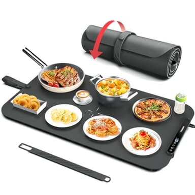 Food Warming Mat, iTRUSOU 27.5x16'' Electric Warming Tray with 7 Temp-Settings, Switchable Fahrenheit/Celsius, 99h Timer, Foldable Food Warmer Keep Food Warm at Buffet, Party, Sabbath, Daily Use - Image 1