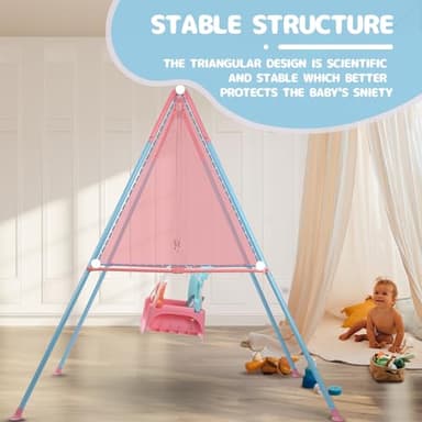 TALECO Gear Toddler Swing, 3-in-1 Swing Sets for Backyard, Baby Swing Outdoor/Indoor, Toddler Swing Set Suitable for Children 6 Months and Older (Pink) - Image 8