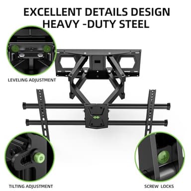 USX MOUNT Full Motion TV Wall Mount for 42-80 Inch TVs up to 120lbs, TV Bracket with Articulating Swivel Tilt Extension Leveling, Television Mount for Max VESA 600x400mm Fits 12/16" Wood Stud - Image 5