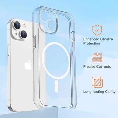 COOLQO Magnetic for iPhone 14/iPhone 13 Case with Screen Protectors, Compatible with MagSafe, Military Grade Drop Protection, Dual Layer Design Heavy Duty Protective Shockproof Phone Case, Clear - Image 3