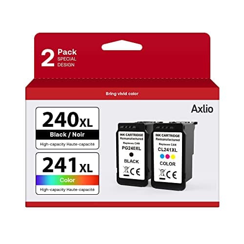 Axlio PG-240XL/CL-241XL Compatible Ink Cartridges Replacement for Canon 240 241, 240XL 241XL Combo Pack Use to Canon MG3620 TS5120 MG3520 MG2120 MX452 MX512 MX532 Printer (2 Pack) - Image 1