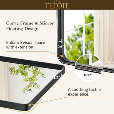 TETOTE Black Bathroom Mirror 20 x 30 Inch Matte Black Bathroom Mirrors, Tempered Glass, Modern Farmhouse Wall Mounted Mirror for Decorative(Horizontal/Vertical) - Image 2