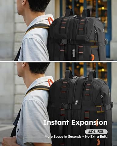 Tolaccea Travel Laptop Backpack, Large Carry on Backpack Flight Approved Convertible Duffle Luggage Bag Daypack Work Business Rucksack Fits 16" Laptop for Men Women 3 Carrying Ways, 40L-50L Expandable - Image 5