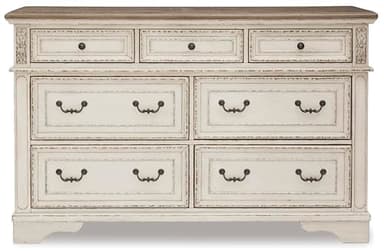 Signature Design by Ashley Realyn | French Country 7-Drawer Two-Tone Dresser – Fully Assembled, Decorative Corbels, Chipped White with Distressed Wood Top - Image 9