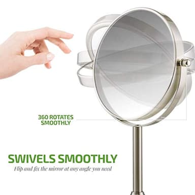 OVENTE 7'' Tabletop Makeup Mirror with 1X/7X Magnification, 360° Swivel Design and Double-Sided Free-Standing Vanity Mirror Perfect for Dresser, Bedroom and Office Desk, Nickel Brushed MNLCT70BR1X7X - Image 3