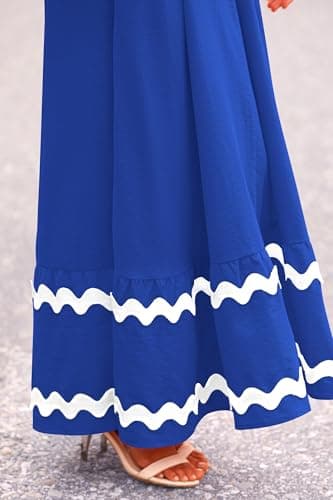 PRETTYGARDEN Women's 2025 Summer Flowy Maxi Dress Casual Sleeveless Spaghetti Strap Ruffle Beach Long Dresses (Royal Blue,Large) - Image 8