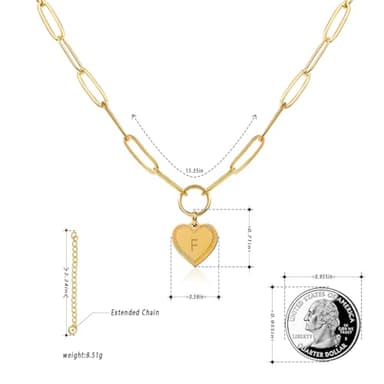 PopTopping Gold Heart Pendant Choker Necklace Heart Initial Pendant Necklaces For Women Alphabet Pendant Necklace - Image 4