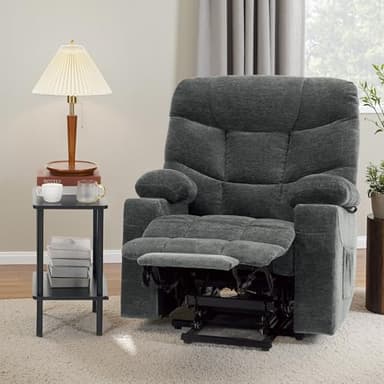 MCombo Oversized Power Lift Recliner Chair with Extended Footrest for Elderly People, Fabric R7289 (Dark Gray, Medium-Oversize) - Image 8