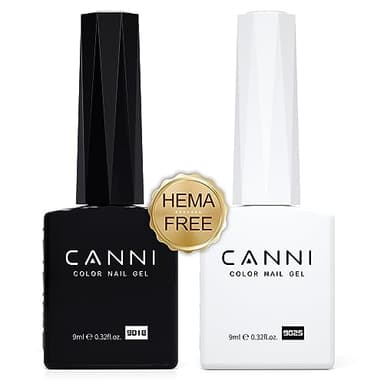CANNI 2Pcs Hema-Free Black White Gel Nail Polish Set- Black and White Gel Polish Kit, Soak Off LED Nail Gel Manicure Kit DIY at Home Salon Gifts for Women Girls - Image 9