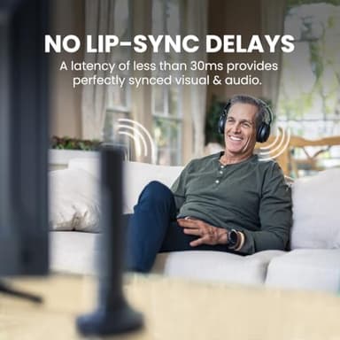 Avantree Opera Plus - Wireless Headphones for TV Watching with Clear Dialogue & Volume Boost for Seniors & Hard of Hearing, Use with Soundbar at Same Time, Charging Transmitter Base, Comfortable Fit - Image 2