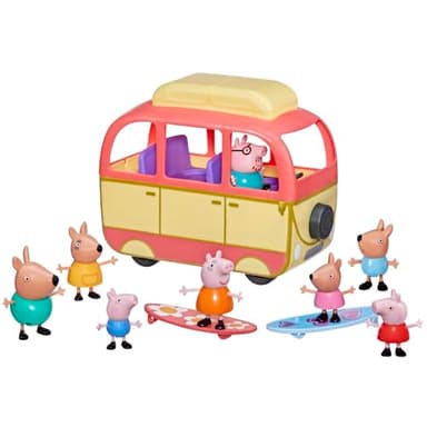 Peppa Pig Peppa Visits Australia Campervan Vehicle Preschool Toy with Rolling Wheels; Includes 8 Figures, 4 Accessories, for Ages 3 and Up (Amazon Exclusive) - Image 1