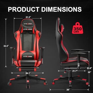 GTRACING Gaming Chair with Footrest, High Back Computer Chair Ergonomic Game Desk Chair Racing Executive Adjustable Swivel Rocker with Headrest and Lumbar Support - Image 2