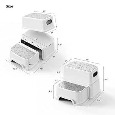 Two Step Stool for Kids – Non-Slip Toddler Step Stool for Bathroom Sink & Potty Training, Dual Height 9.5”, Safe & Sturdy for Kitchen, Bedroom & Classroom (Includes Two Ducks) - Image 4