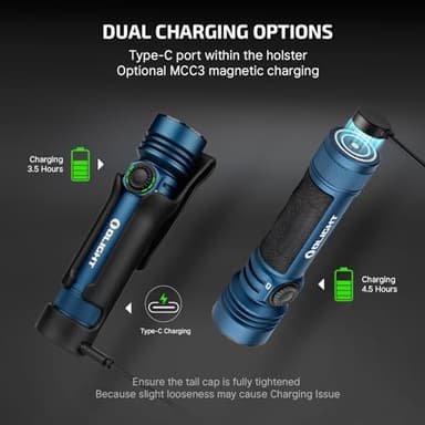 OLIGHT Seeker 4 Pro Rechargeable Flashlights, 4600 Lumens High Powerful Bright Light with USB C Holster, Waterproof IPX8 for Emergencies, Camping, Searching (Midnight Blue Cool White) - Image 6