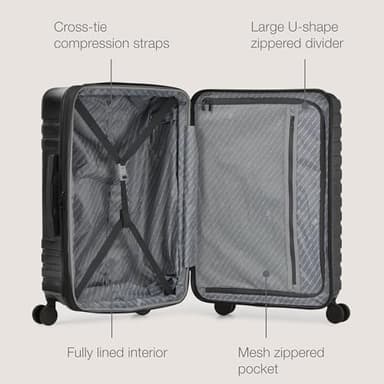 U.S. Traveler Boren Polycarbonate Hardside Rugged Travel Suitcase Luggage with 8 Spinner Wheels, Aluminum Handle, Black, Checked-Large 30-Inch - Image 2