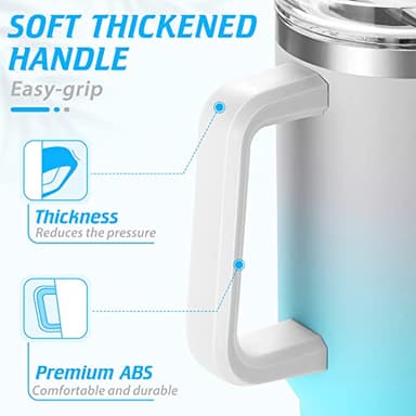 40 oz Tumbler with Handle and Straw, Pink Insulated Travel Mug Iced Coffee Cup, Reusable Stainless Steel Insulated Water Bottle, Keeps Drinks Cold for 34 Hours, Women Christmas Gifts for Mom Grandma - Image 5