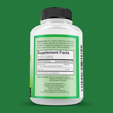 DOCTOR RECOMMENDED SUPPLEMENTS Berberine Plus 1200mg Per Serving - 120 Veggie Capsules with Royal Jelly - Image 2