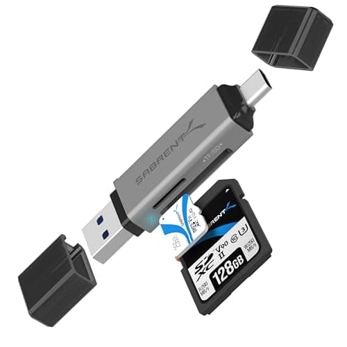 SABRENT SD Card Reader, High-Speed USB C to Micro SD Card Adapter, USB 3.0 OTG Dual Slots Memory Card Reader & 3.0 OTG – High Speed Micro SD Card Reader for SD, SDHC, SDXC, MMC, T-Flash (CR-BCA2) - Image 1