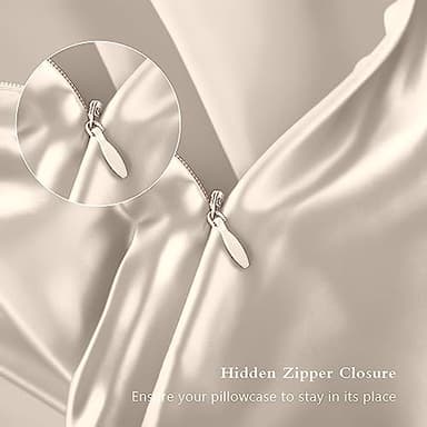 Silk Pillowcase 2 Pack, Mulberry Silk Pillow Cases Queen Size Set of 2, Anti Acne Silk Pillowcase for Hair and Skin, Natural Silk Satin Pillowcases Gifts for Women Men 2 Pack with Zipper, Beige - Image 3