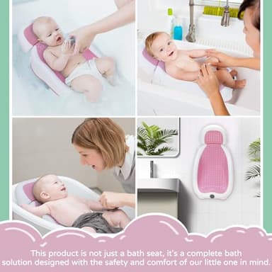 babove Baby Bath Support | Newborn Bathtub,Ergonomically Designed with Thermometer Collapsible Baby Bathtub Baby Bather, Baby tubs for Baby tubs for Newborn Essentials Must Haves (Pink) - Image 3
