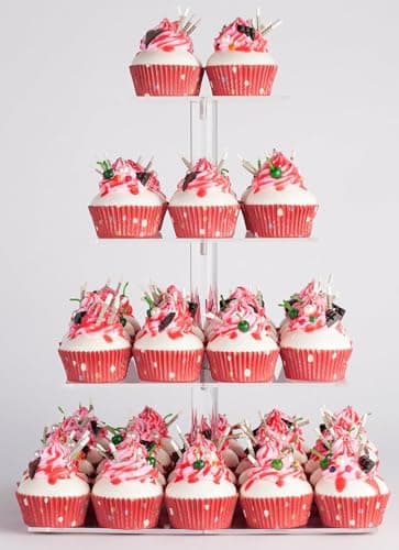 YestBuy 4 Tier Acrylic Cupcake Stand, Premium Cupcake Holder, Acrylic Cupcake Tower Display Cady Bar Party Décor â Display for Pastry(4.7" Between 2 Layers) - Image 7