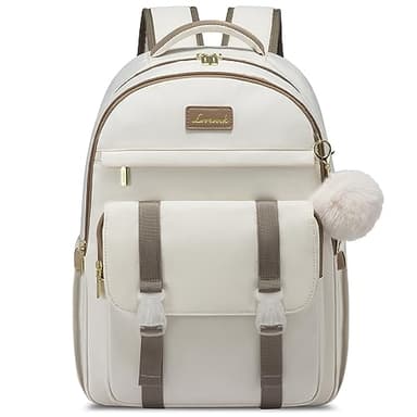 LOVEVOOK School Backpack for Teen Girls, Student Backpack Purse for 14-16 Teenage, Cute Kid Bookbag, Back to School Backpacks Fit 15.6 Inch Laptop, Large College Travel Bag, Beige-khaki - Image 1