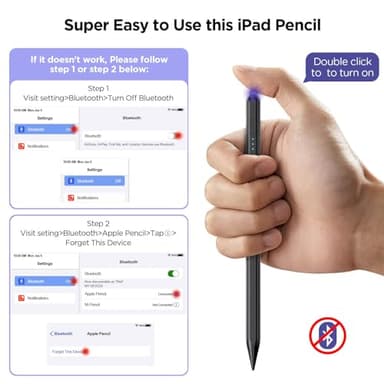 Stylus Pen for iPad 2018-2025, 15Mins Fast Charge for Apple Pencil, Palm Rejection, Compatible with iPad 10/9/8/7/6, iPad Pro 12.9"/11"/13" M4, iPad mini 6/5, iPad Air 5/4/3/11"-13" M2 - Image 6