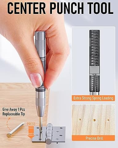 Nicpro 11 Pack Carpenter Pencil Set with Sharpener, Mechanical Carpenter Pencils with 40 Refill, Automatic Center Punch and Carbide Scribe Tool, Heavy Duty Construction Pencil for Architect-With Case - Image 7