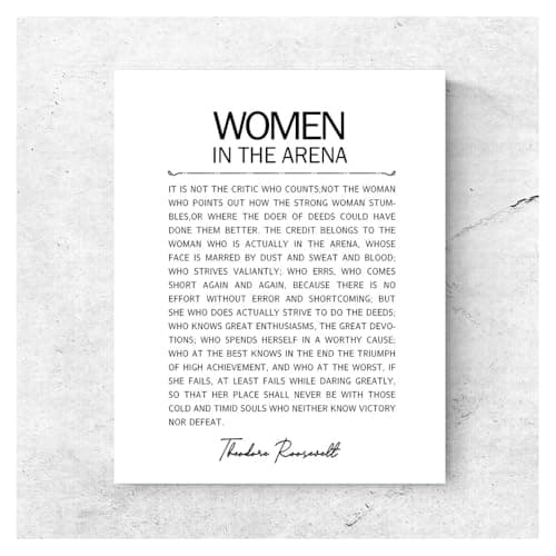 ZLKAPT Women in the Arena Feminist Wall Art Sign Theodore Roosevelt Print Feminism Inspirational Quotes Gift for Her 8 x 10 Inches Unframed - Image 1