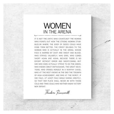 ZLKAPT Women in the Arena Feminist Wall Art Sign Theodore Roosevelt Print Feminism Inspirational Quotes Gift for Her 8 x 10 Inches Unframed - Image 1