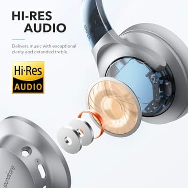 Soundcore Anker Life Q20 Hybrid Active Noise Cancelling Headphones, Wireless Over Ear Bluetooth Headphones, 60H Playtime, Hi-Res Audio, Deep Bass, Foam Ear Cups, Travel, Office, USB-C Charging - Image 2