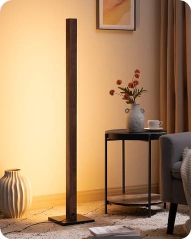 EDISHINE Wood LED Corner Floor Lamp, Modern Dimmable Light with Remote, Minimalist Standing Floor Lamps for Living Room, Bedroom, Office, 7 Color Temperature 2700~6000K, 48.43" - Image 8