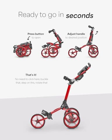 Caddytek CaddyLite Compact Golf Push Cart - Lightweight Aluminum 3-Wheel Foldable Golf Bag Cart with Quad-Fold System, EVA Wheels, Adjustable Handle, Brake, Mesh Net, Umbrella & Drink Holder - Image 2